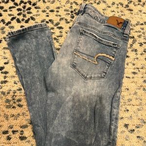 American Eagle Light Distress Wash Skinny Jeans